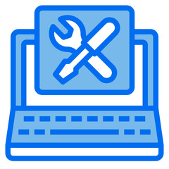 laptop blue line icon