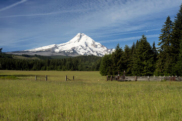 Mount Hood and Meadow Near Parkdale, Oregon, Taken in Spring