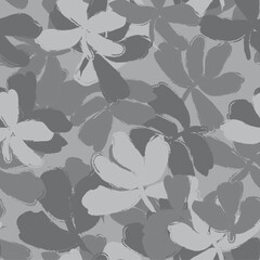 Black and White Floral Brush strokes Seamless Pattern Background