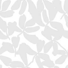 Black and White Floral Brush strokes Seamless Pattern Background