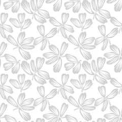 Black and White Floral Brush strokes Seamless Pattern Background