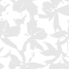 Black and White Floral Brush strokes Seamless Pattern Background