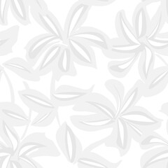 Obraz premium Black and White Floral Brush strokes Seamless Pattern Background