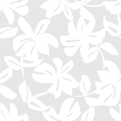 Black and White Floral Brush strokes Seamless Pattern Background