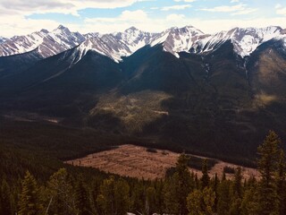 Stunning views of Banff National Park from Sulfur mountain ridge