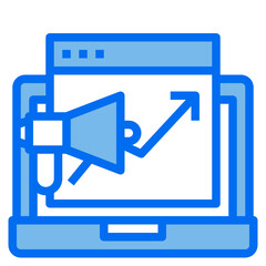 megaphone blue line icon