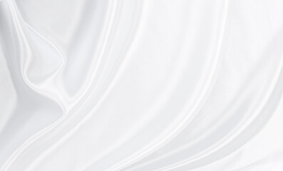 Plakat White gray satin texture that is white silver fabric silk background with beautiful soft blur pattern natural.