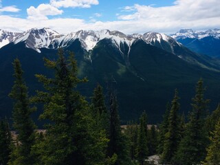 Fototapeta premium Stunning views of Banff National Park from Sulfur mountain ridge