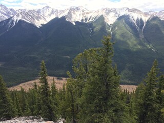 Stunning views of Banff National Park from Sulfur mountain ridge