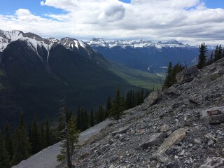 Stunning views of Banff National Park from Sulfur mountain ridge