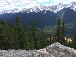 Stunning views of Banff National Park from Sulfur mountain ridge