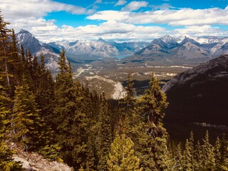 Stunning views of Banff National Park from Sulfur mountain ridge