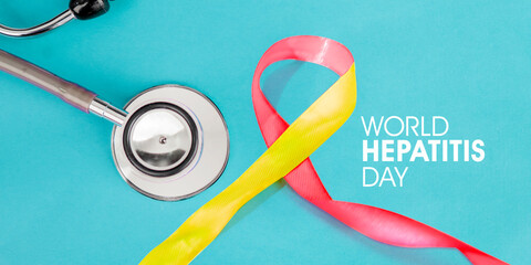 Stethoscope with world Hepatitis day text