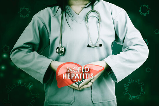 Nurse makes heart with world Hepatitis day text
