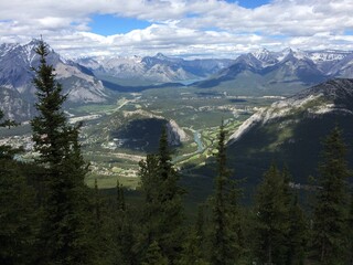 Stunning views of Banff National Park from Sulfur mountain ridge