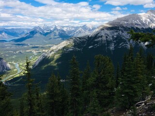 Stunning views of Banff National Park from Sulfur mountain ridge