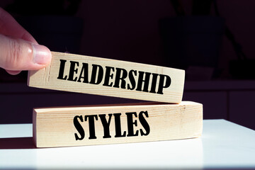 Leadership styles symbol. Businessman hand. Business and Leadership styles concept. Copy space.