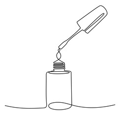 Decorative cosmetics for manicure and pedicure - Nail polish, continuous one line drawing. Vector illustration, eps 10