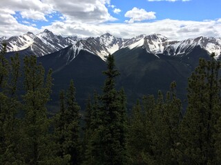 Stunning views of Banff National Park from Sulfur mountain ridge