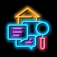real estate agent messages neon light sign vector. Glowing bright icon real estate agent messages sign. transparent symbol illustration