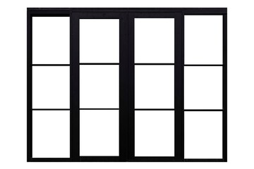 Black sliding aluminum window frame isolated on a white background