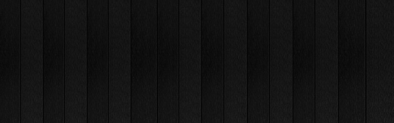 Panorama of Old black vintage wooden wall pattern and seamless background