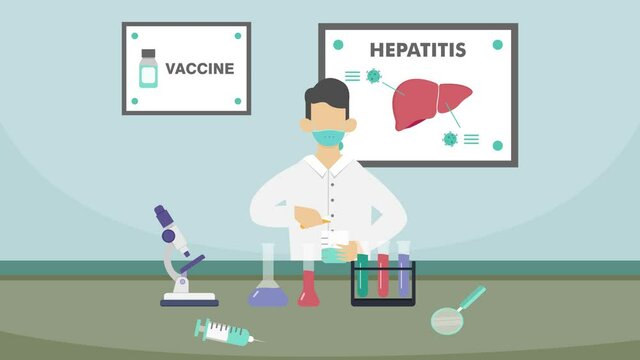 Male scientist make hepatitis vaccine in lab