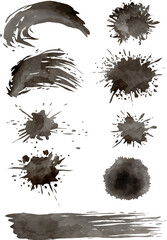 飛び散るインクのイメージベクター画像セット