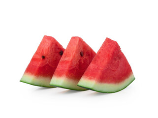 Slices of watermelon fruit isolated on white background.