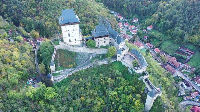 View of medieval castle Karlstejn Castle. Czech Republic