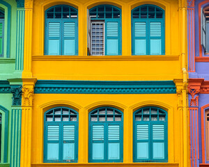 Colourful heritage south East Asian houses in Singapore