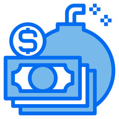 bomb blue line icon