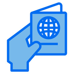 passport blue line icon