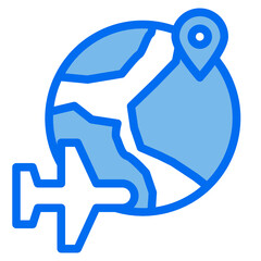 plane blue line icon