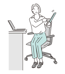 シンプル　イラスト　タブレットを使って説明する女性