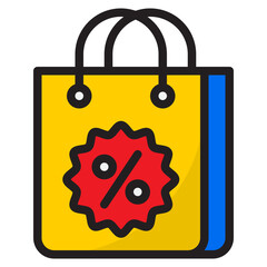 shopping bag color line style icon