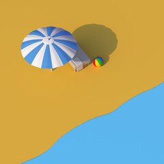 Beach and sun umbrella