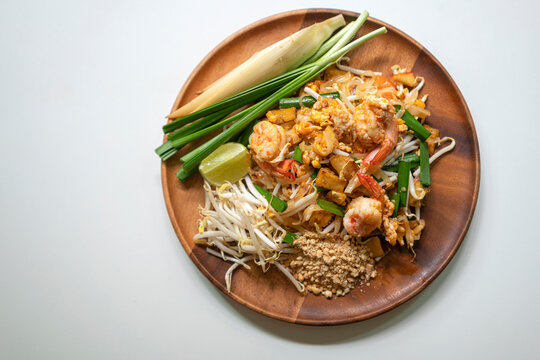 Pad thai or phad thai a stir-fried rice noodle dish served as a street food and at most restaurants in Thailand