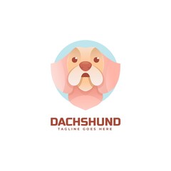 Vector Logo Illustration Dachshund Gradient Colorful Style.