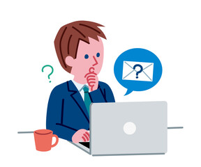 パソコンを操作する男性のイラスト