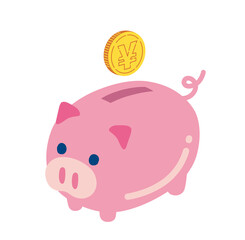 コインと豚の貯金箱のイラスト