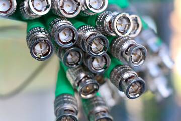 Single BNC connector cable closeup