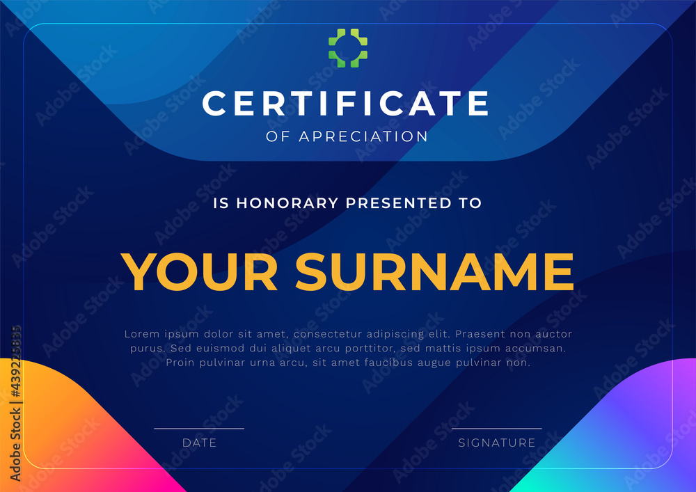Poster certificate design template with modern colorful gradient background . vector illustration ready to 