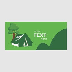 Background with a green background, simple and elegant camping design