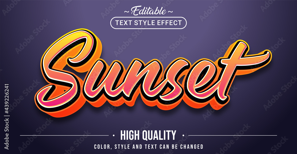 Poster editable text style effect - sunset text style theme.