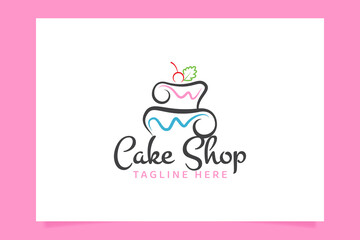 Cake shop logo vector graphic with beautiful cake images for all businesses, especially for bakery, cakery, cake art, cake school, cafe, etc.