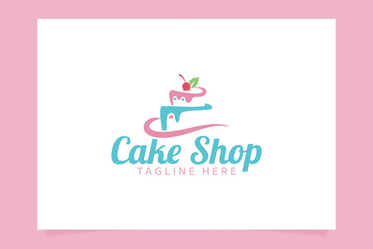 Cake shop logo vector graphic with beautiful cake images for all businesses, especially for bakery, cakery, cake art, cake school, cafe, etc.