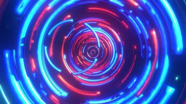 赤と青の発光リング かっこいいサイバー空間 [ループ対応] [別Verあり]