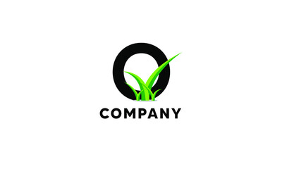 Letter O Lawncare Landscaping Green Grass Logo