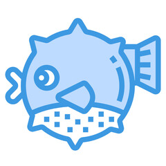 Blowfish blue line icon